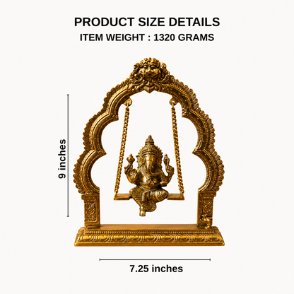 Brass Ganesha Jhula Idol | Lord Ganesh Swing Statue for Home Temple