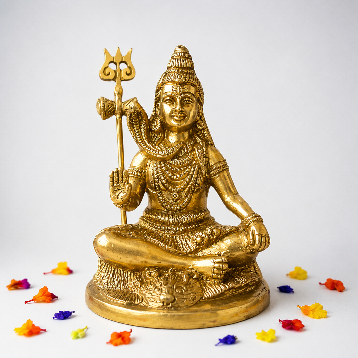 Brass Lord Shiva Idol for Home Temple | Handcrafted Mahadev Statue | Thar Arts & Furniture