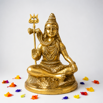 Brass Lord Shiva Idol for Home Temple | Handcrafted Mahadev Statue | Thar Arts & Furniture