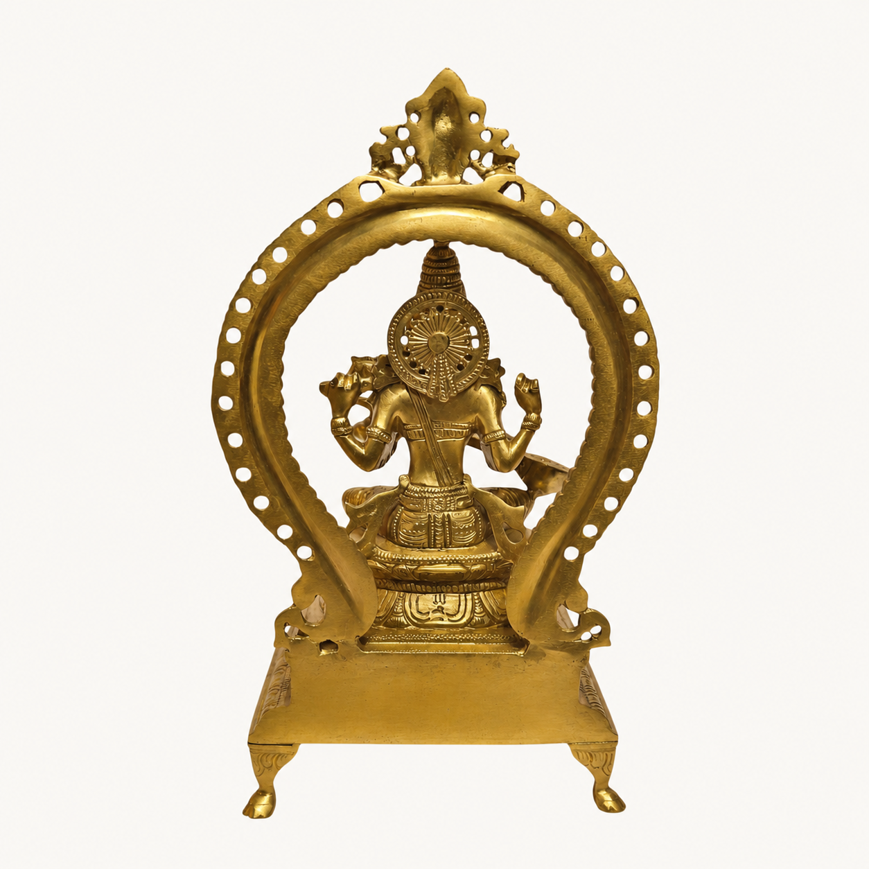 Handcrafted Brass Saraswati Idol with Arch | Premium Solid Brass Goddess Statue for Home Temple