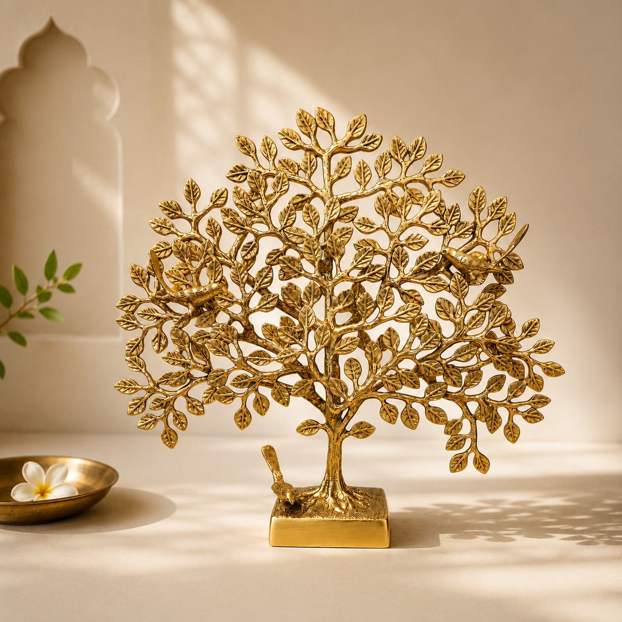 Handcrafted Brass Tree with Birds Decorative Showpiece | Luxury Home Décor Accent