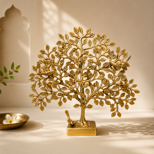 Handcrafted Brass Tree with Birds Decorative Showpiece | Luxury Home Décor Accent