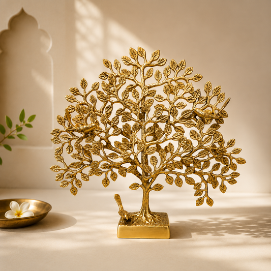 Handcrafted Brass Tree with Birds Decorative Showpiece | Luxury Home Décor Accent