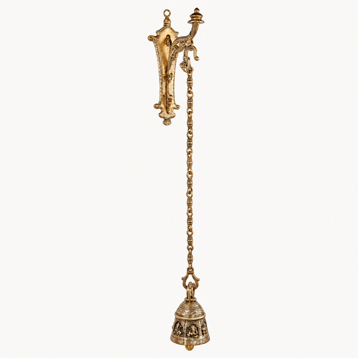 Handcrafted Brass Temple Bell with Ganesha Motif