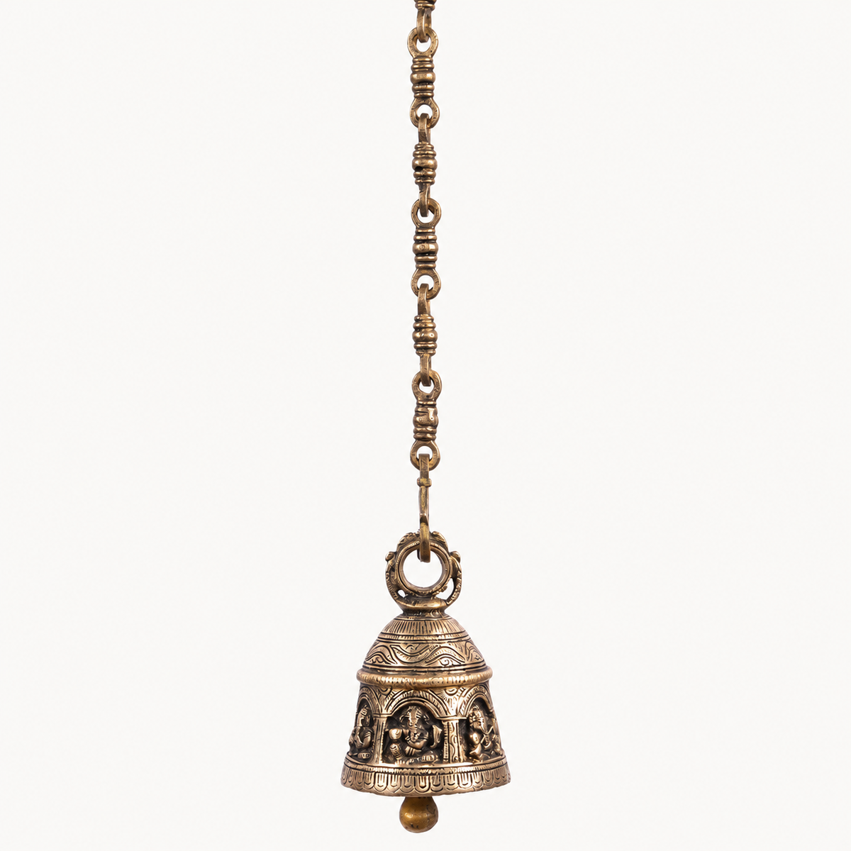 Handcrafted Brass Temple Bell with Ganesha Motif