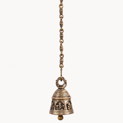Handcrafted Brass Temple Bell with Ganesha Motif