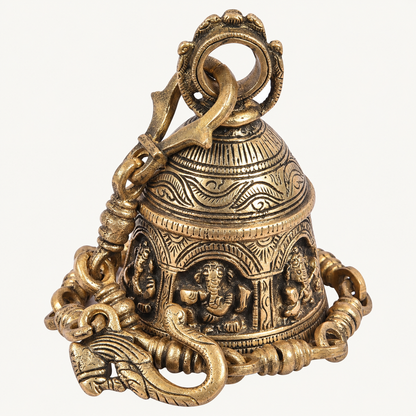 Handcrafted Brass Temple Bell with Ganesha Motif