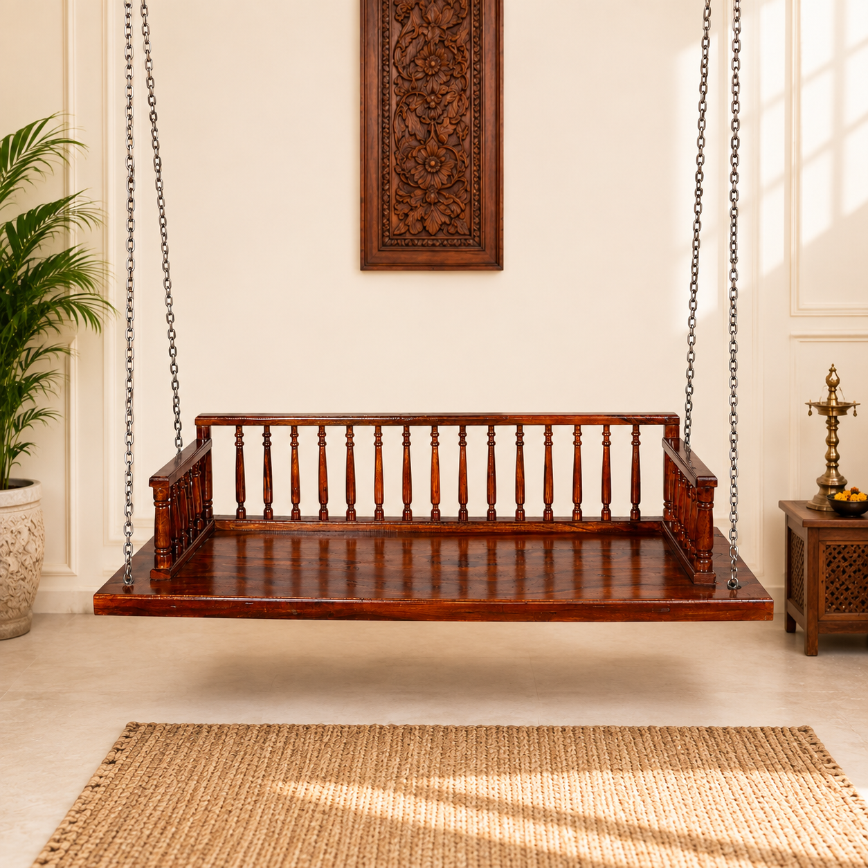 Solid Sheesham Wood Spindle-Back Swing