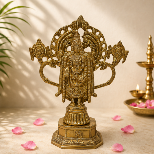 Brass Lord Venkateshwara Idol – Tirupati Balaji Standing Statue