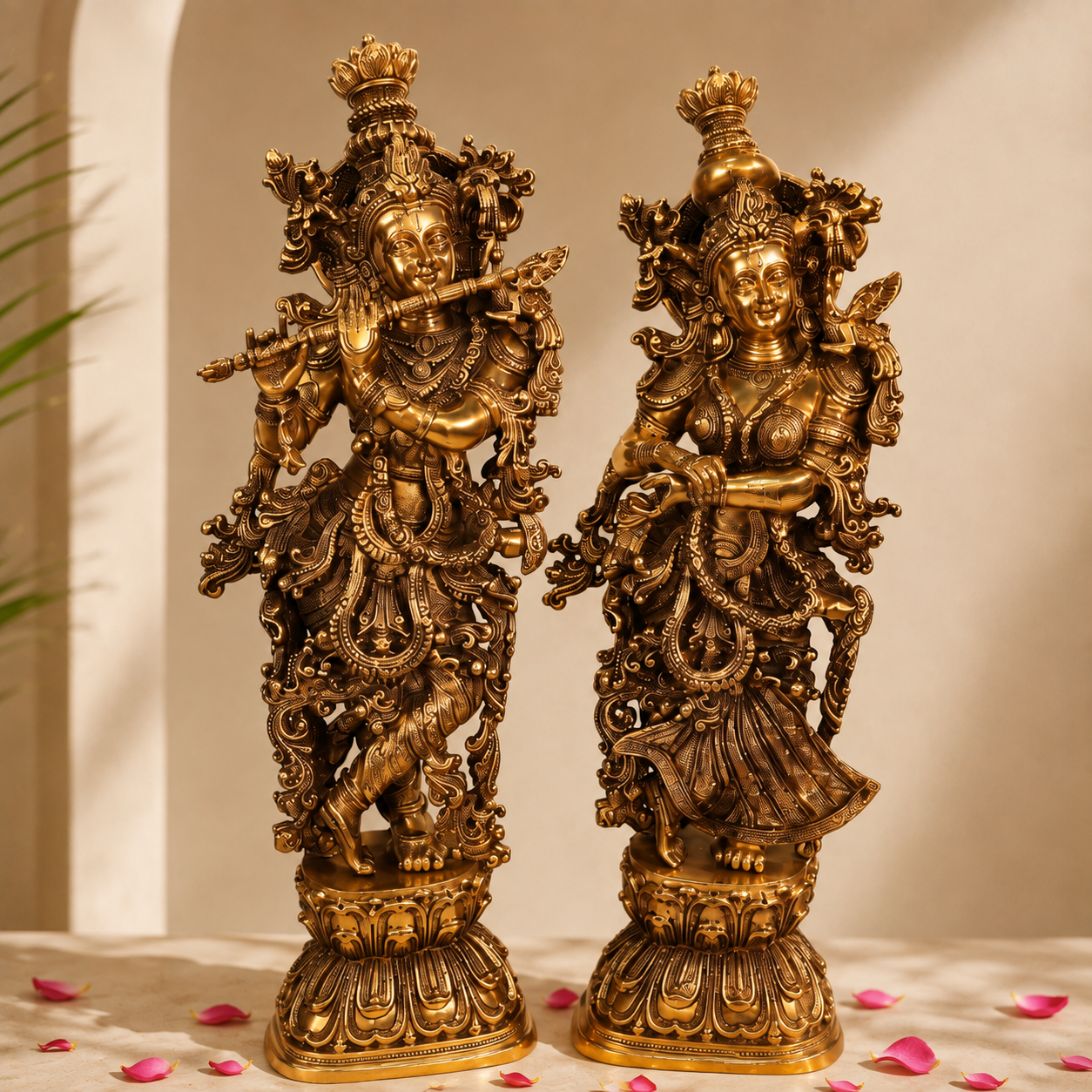 Brass Radha Krishna Idol – Solid Brass Statue for Pooja Room