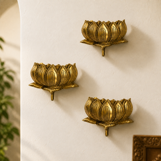Brass Lotus Wall Decor – Decorative Brass Wall Hanging for Home & Pooja