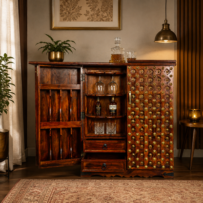 Solid Sheesham Wood Bar Cabinet