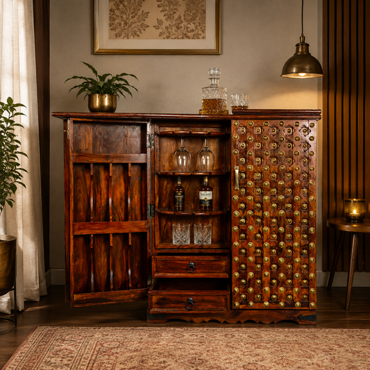 Solid Sheesham Wood Bar Cabinet