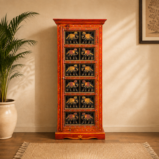 Hand-Painted Solid Mango Wood Cabinet – Artisan Storage