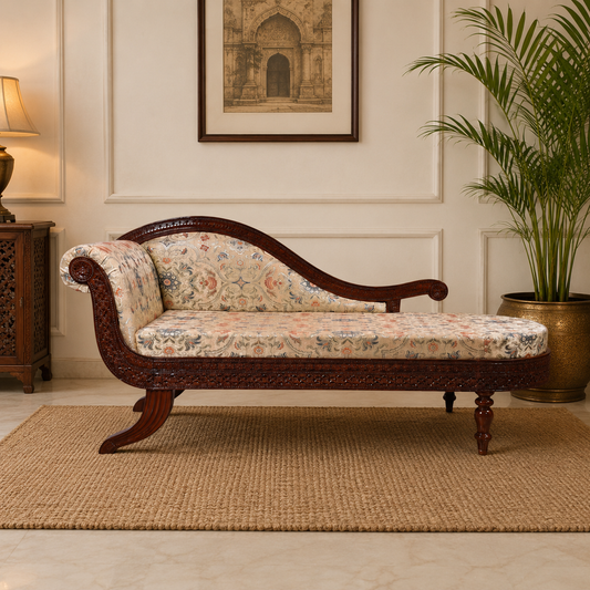 Teak Wood Diwan Couch – Honey Brown Solid Wood Living Room Seating