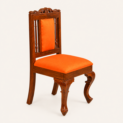 Teak Wood 4-Seater Dining Table Set with Intricate Carvings & Glass Top – Premium Traditional Design