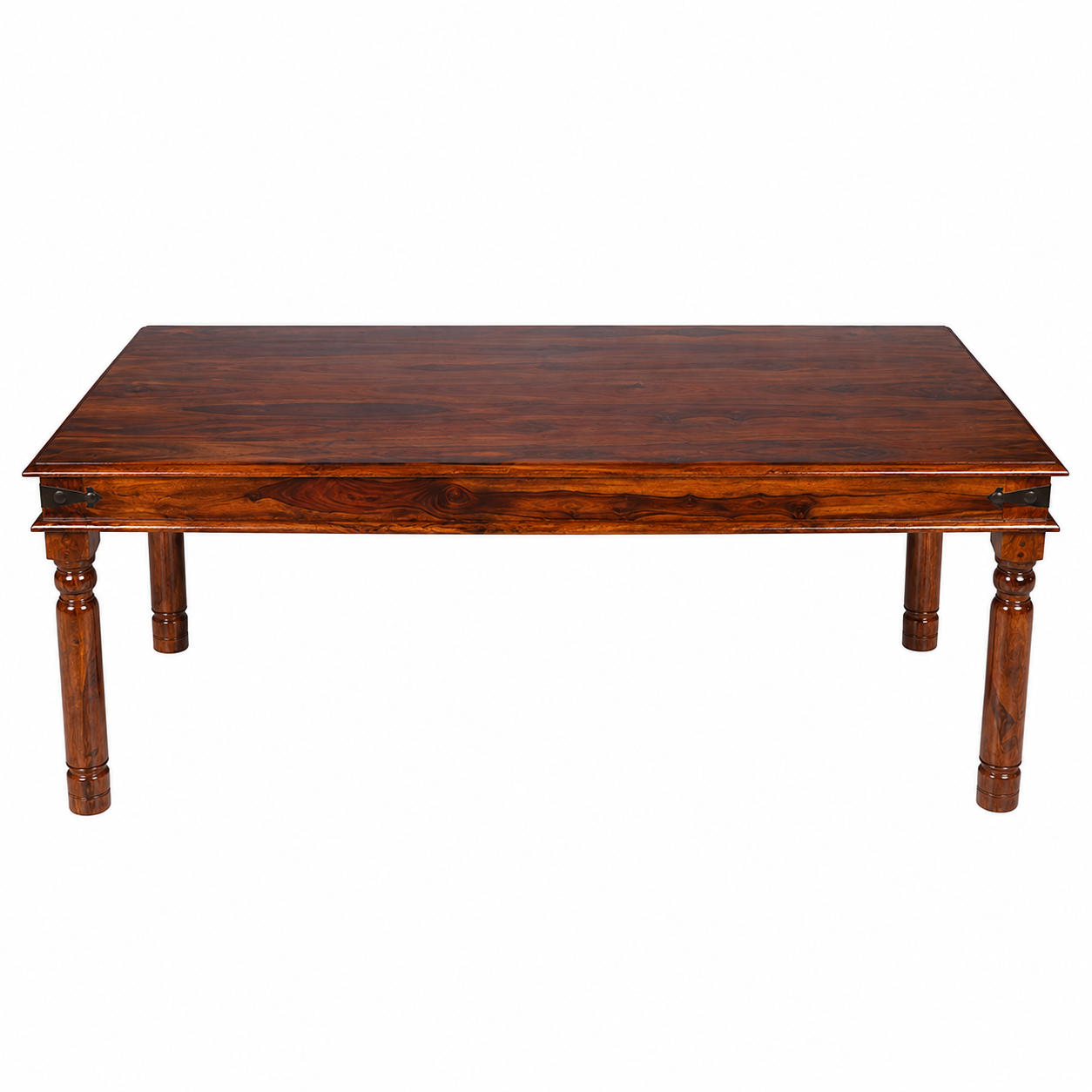 Solid Sheesham Wood Dining Table Set with Metal Mesh Back Chairs – 6 Seater | Industrial Traditional Fusion