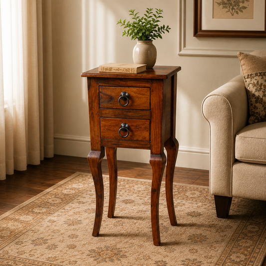 Solid Sheesham Wood Side Table / Stool with Storage