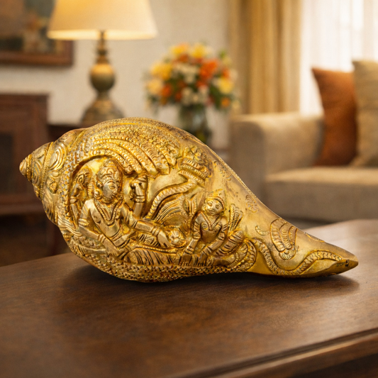 Brass Vishnu Shankh Conch – Spiritual Brass Decor | Thar Arts & Furniture