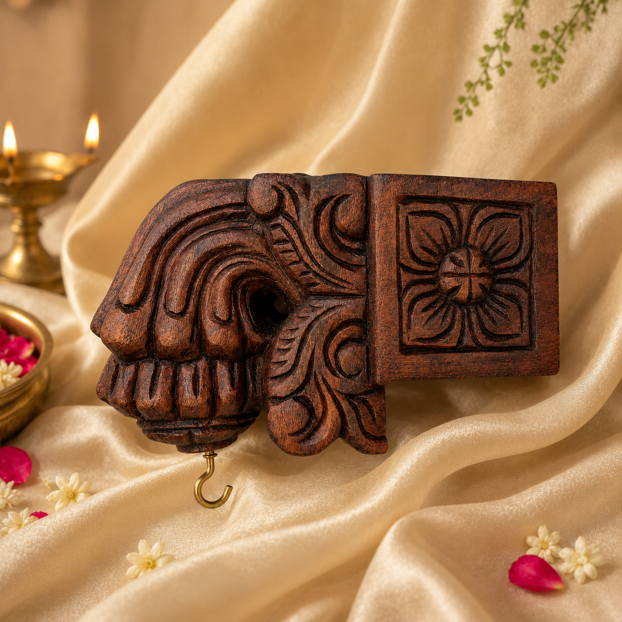 7 Inch Hand-Carved Wooden Wall Bracket | Rosewood Finish Corbel