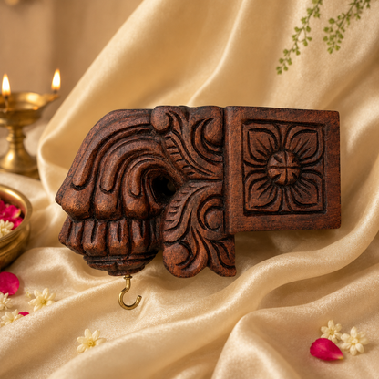 7 Inch Hand-Carved Wooden Wall Bracket | Rosewood Finish Corbel