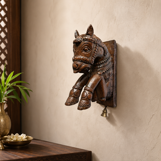12 Inch Wooden Horse Wall Bracket – Hand-Carved Decorative Bracket