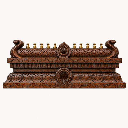 Hand-Carved Gopuram Wooden Wall Panel with Kalash | Traditional Temple Wall Décor | Premium Vagai Wood