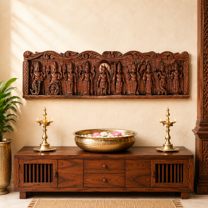 Dasavatharam Wooden Wall Hanging – Hand-Carved Vagai Wood Decor