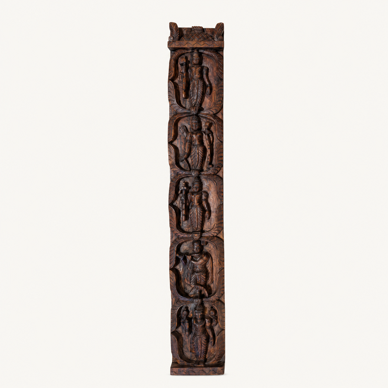 Dasavatar Vertical Wooden Panel – Hand-Carved Wall Decor