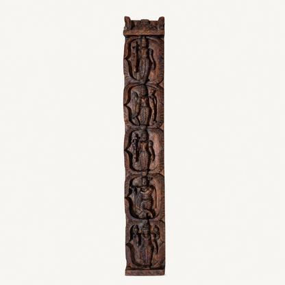 Dasavatar Vertical Wooden Panel – Hand-Carved Wall Decor