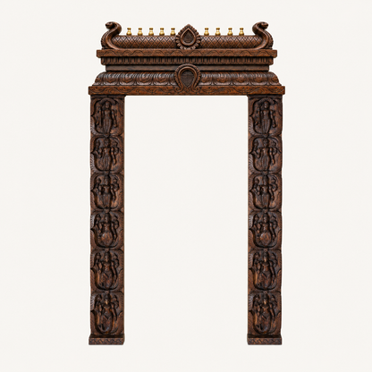 Dasavatar Vertical Wooden Panel – Hand-Carved Wall Decor
