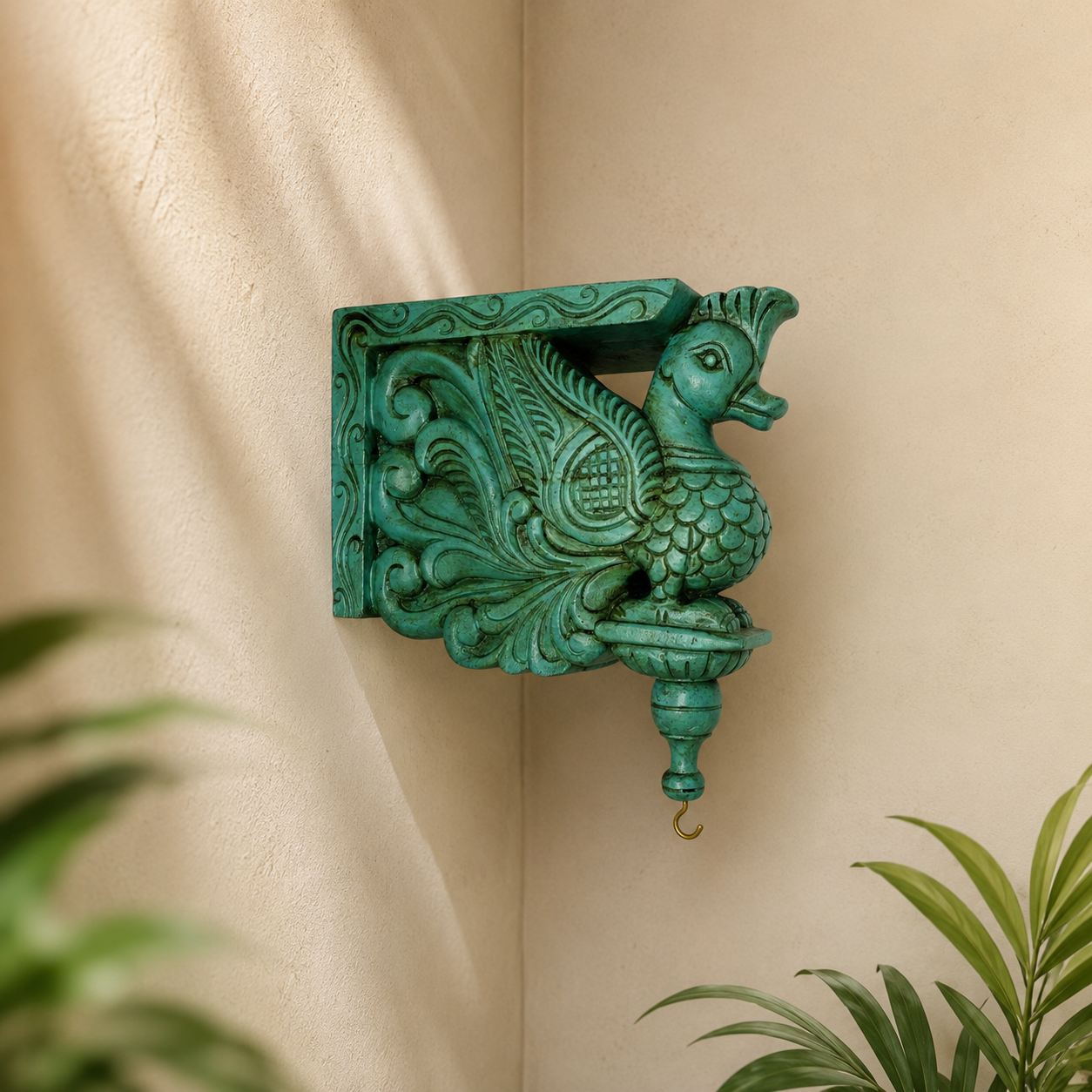 9″ Wooden Painted Bracket – Vintage Hand-Carved Wall Support