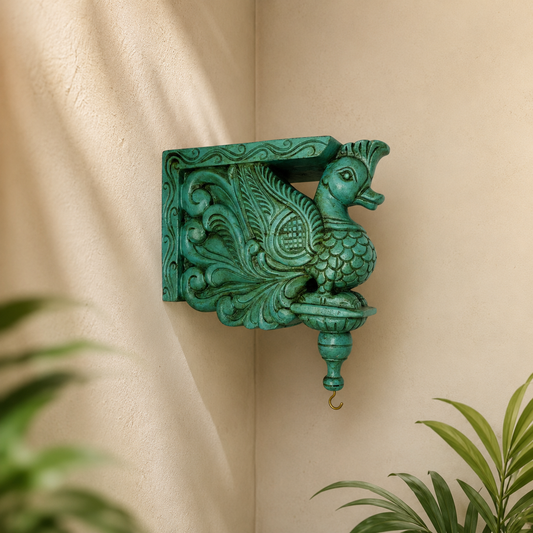 9″ Wooden Painted Bracket – Vintage Hand-Carved Wall Support