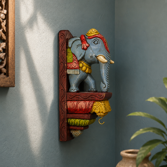 12″ Painted Wooden Bracket – Handcrafted Decorative Wall Shelf