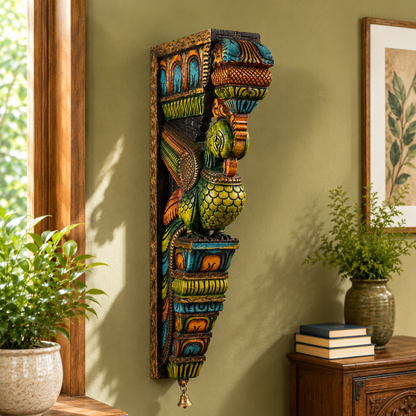 18″ Parrot Wooden Bracket – Hand-Carved Decorative Wall Shelf