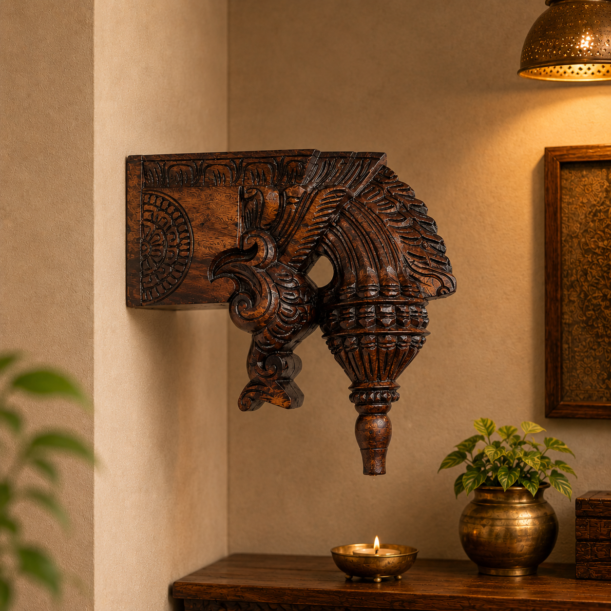 12″ Special Wooden Wall Bracket – Handcrafted Decorative Shelf
