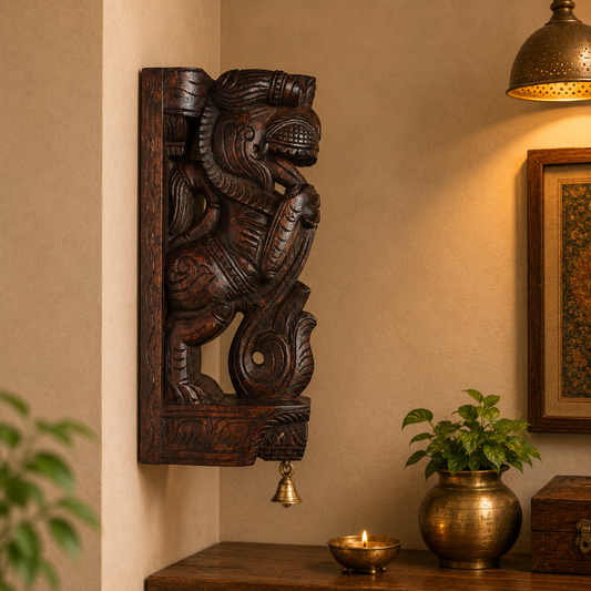 12″ Yarli Wooden Bracket – Hand-Carved Decorative Wall Shelf