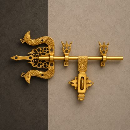 Brass Trishul Door Handle – Traditional Spiritual Door Hardware