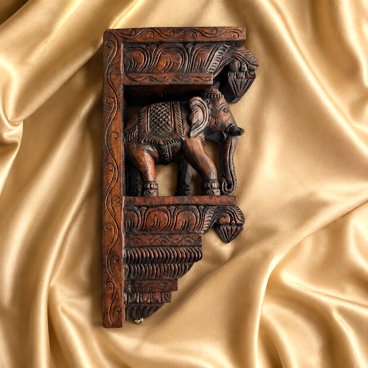18 Inch Wooden Elephant Wall Bracket – Hand-Carved Decorative Wall Support
