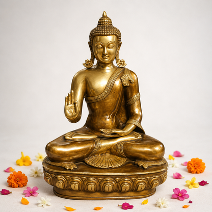 Brass Buddha Idol in Meditation Pose – Peaceful Home Decor