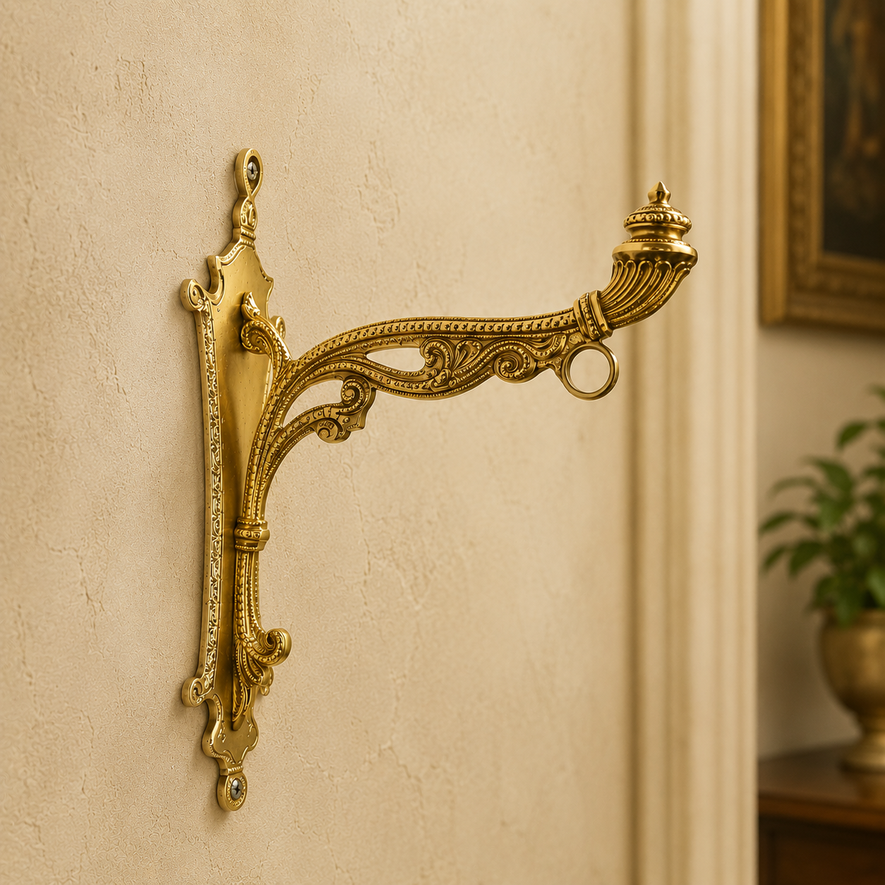 Brass Hanging Wall Mount Bracket – Decorative Wall Hook
