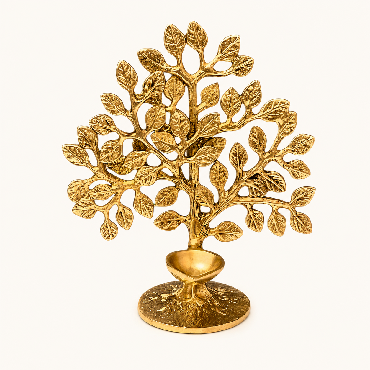 Handcrafted Brass Tree of Life Diya Holder | Premium Brass Decorative Table Accent