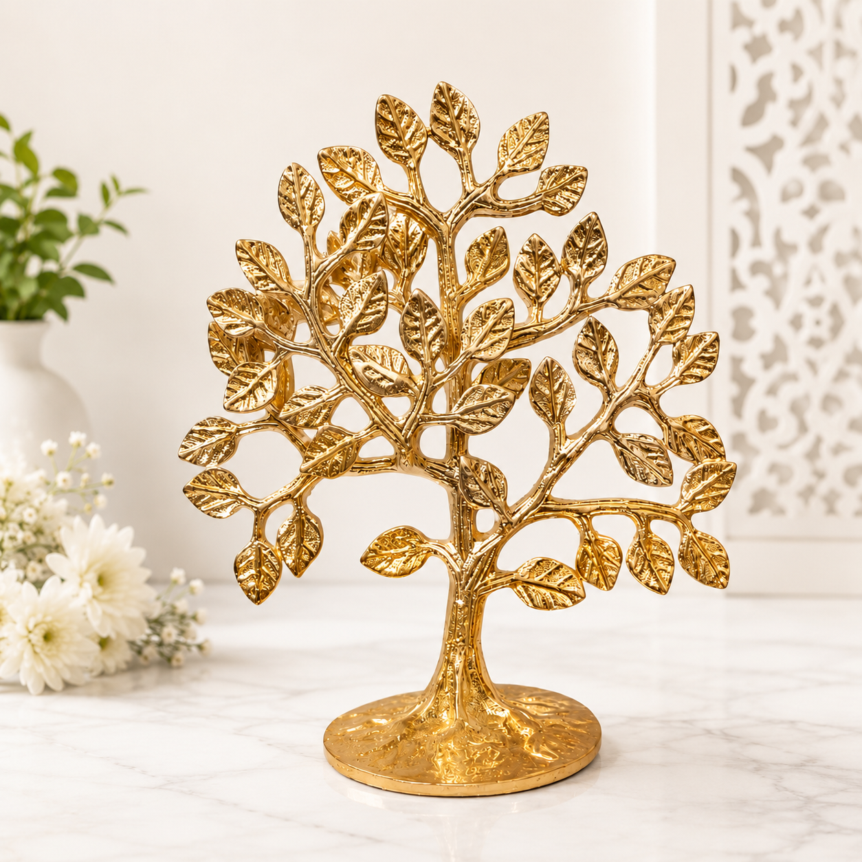 Handcrafted Brass Tree of Life Sculpture | Premium Brass Home Decor Accent