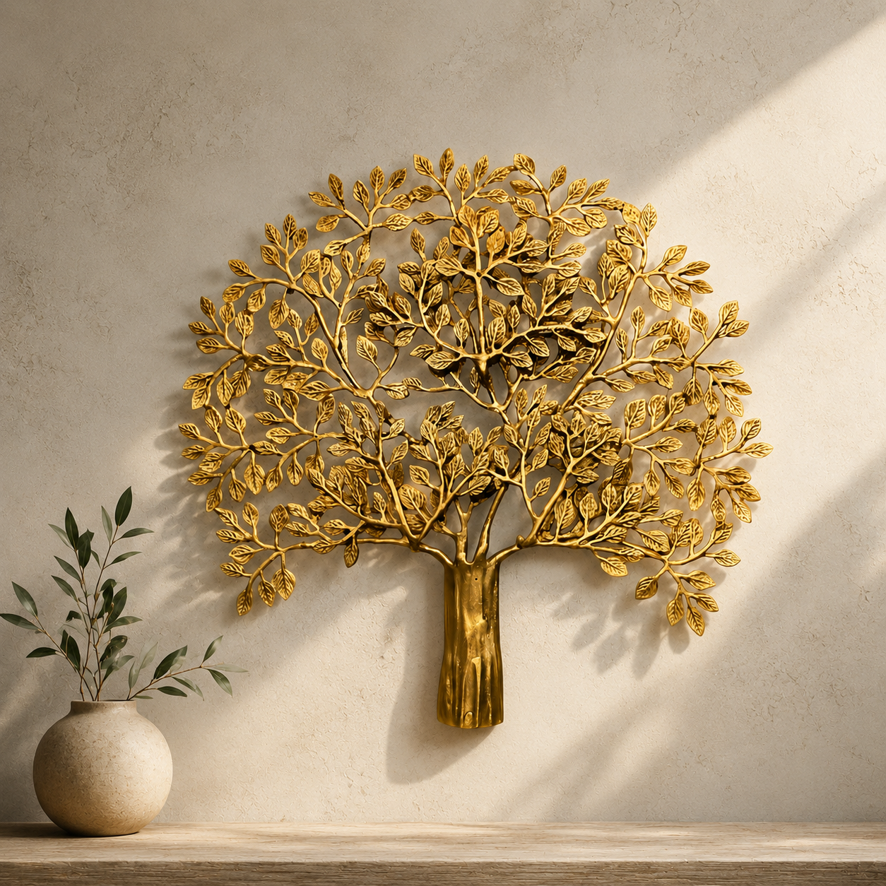 Handcrafted Brass Tree of Life Wall Art – Symbol of Good Luck & Prosperity