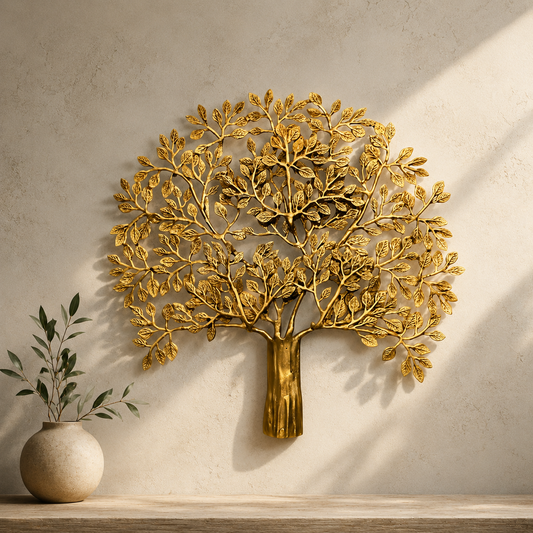 Handcrafted Brass Tree of Life Wall Art – Symbol of Good Luck & Prosperity