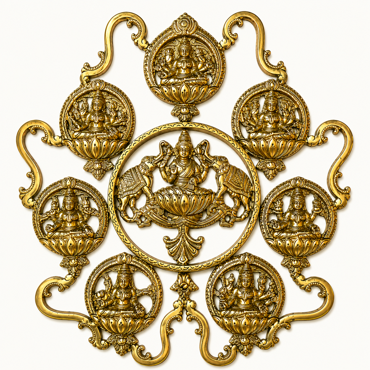 Brass Ashta Lakshmi Panel – Traditional Spiritual Wall Decor