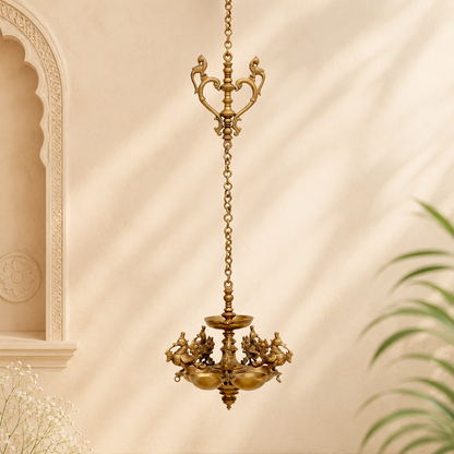 Brass 5-Bird Hanging Lamp – Decorative & Artistic Hanging Light