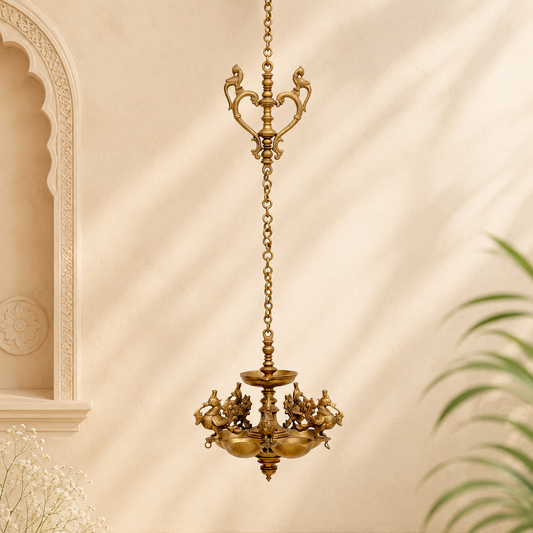 Brass 5-Bird Hanging Lamp – Decorative & Artistic Hanging Light