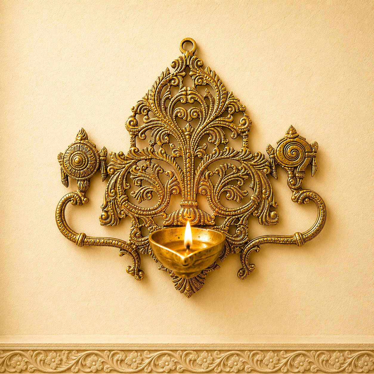 Brass Wall Hanging Deepam – Traditional Hanging Diya Decor