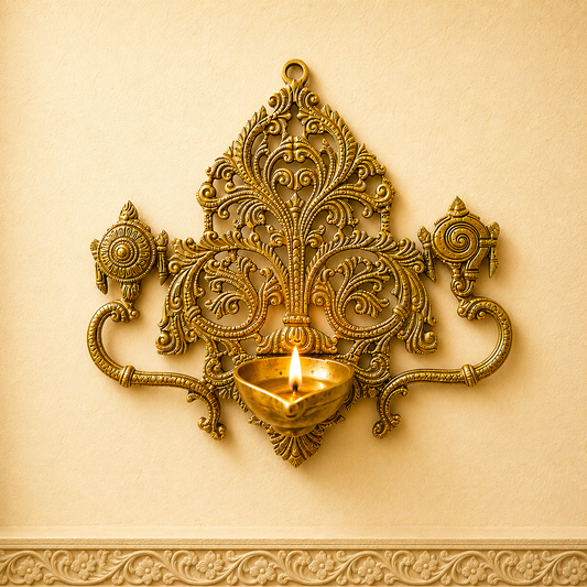 Brass Wall Hanging Deepam – Traditional Hanging Diya Decor